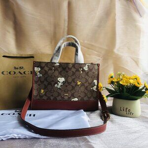 COACH PEANUTS DEMPSEY Carryall Signature Canvas Snoopy Woodstock